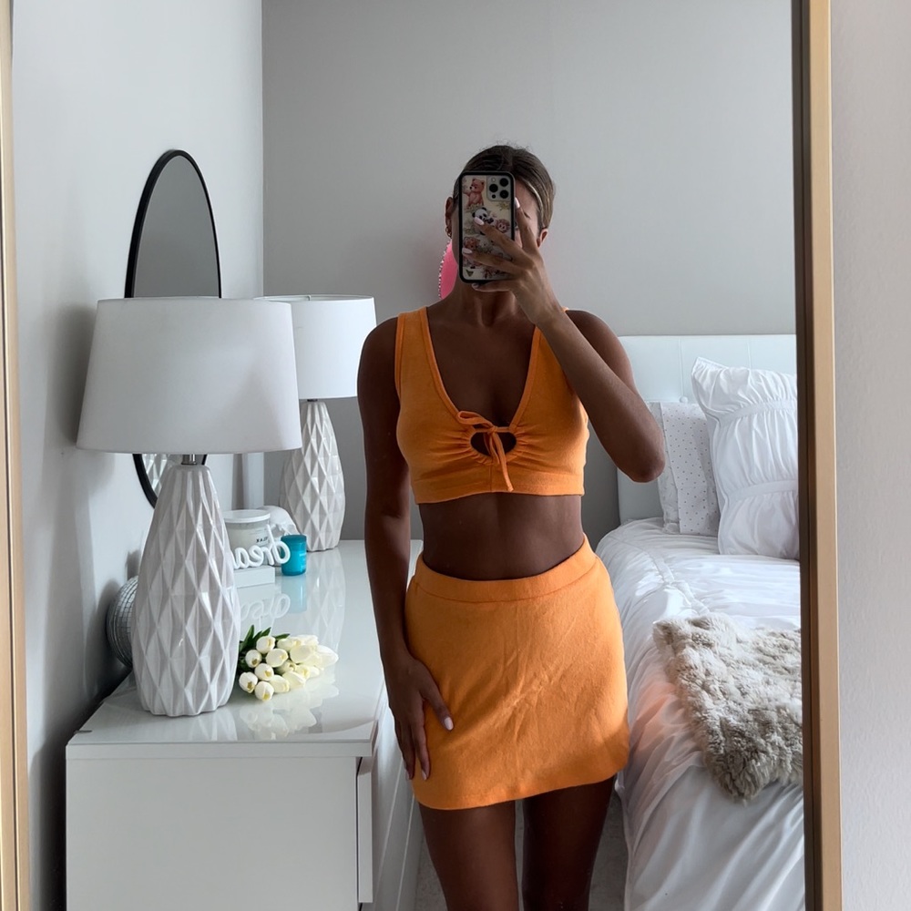 orange terry cloth set